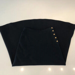 Lauren Ralph Lauren Vintage Wool Maxi Skirt w 5 Brass Button Closure Navy Sz 8